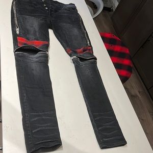 AMIRI PLAID MX2 JEAN “AGED BLACK” SIZE 34 & OPEN EDIT SHIRT